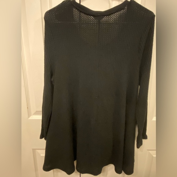 Sonoma Tops Sonoma Xl Black Fit And Flare Waffle Weave Long Sleeve